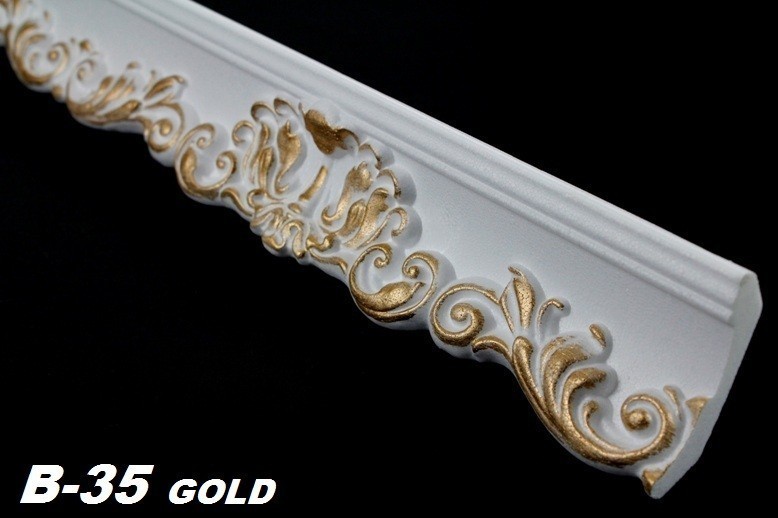 Decken Zierleisten Aus Holz ~ Stuck 52x63mm, B 35 GOLD Sparpakete Zierleisten mit Musterung 30 Meter Decken Zierleisten Aus Holz ~ Stuck 52x63mm, B 35 GOLD Sparpakete Zierleisten mit Musterung 30 Meter